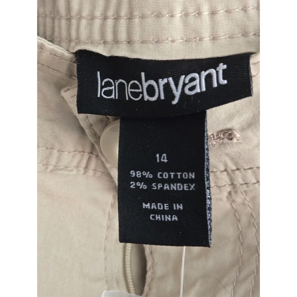 Lane Bryant Khaki Shorts Size 14 NWT Cotton Poplin Stretch 7 to 8 inch inseam